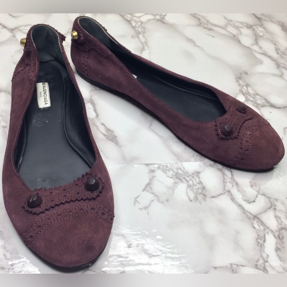 Balenciaga Arena Brogue Ballerina Flats in Purple